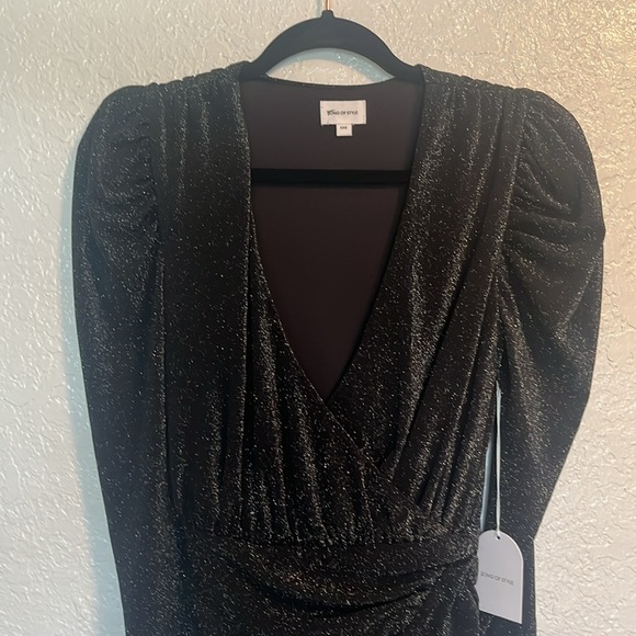 NWT Song of Style Revolve Wren Metallic Mini Dress in Black Sparkle XXS - Picture 7 of 8